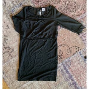 Women's Black Mamalicious 3/4 Mix Above Knee Dress Nursing Friendly Size MEDIUM